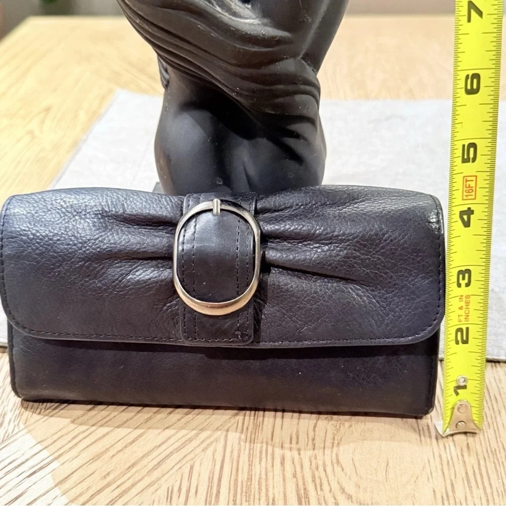 Audrey Brooke Buttery Soft Black Genuine Leather Continental Tri-Fold Wallet